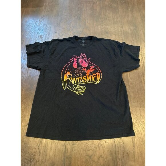Vtg FANTASMIC DISNEYLAND 90s T-SHIRT S Dragon MALEFICENT Mickey Mouse SORCERER - Picture 1 of 3